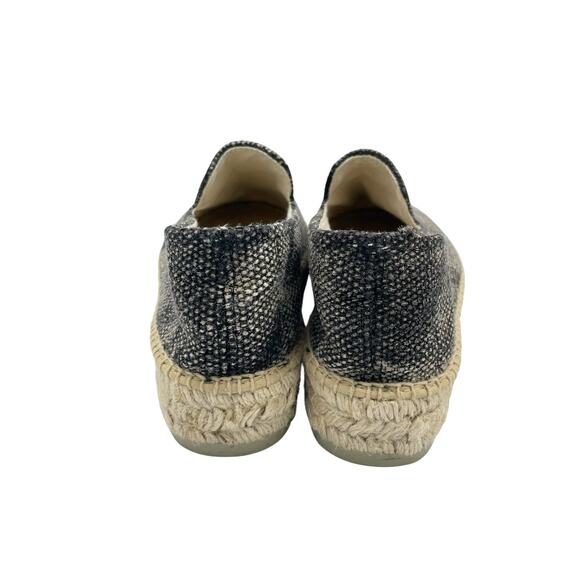 Manebi Double Sole Black Beige Two Tone Slip On Platform Espadrilles Flat Shoes - Picture 6 of 10